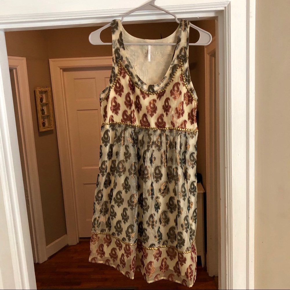 Free People Olive and Copper Metallic Dress - Picture 2 of 8